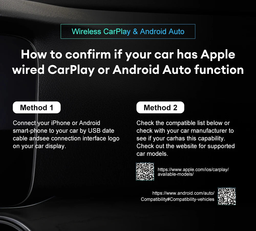 Wired to Wireless CarPlay&Android Auto 2in1 Mini Adapter USB 5GHz WiFi Suitable for 99% of original wired carplay/auto cars
