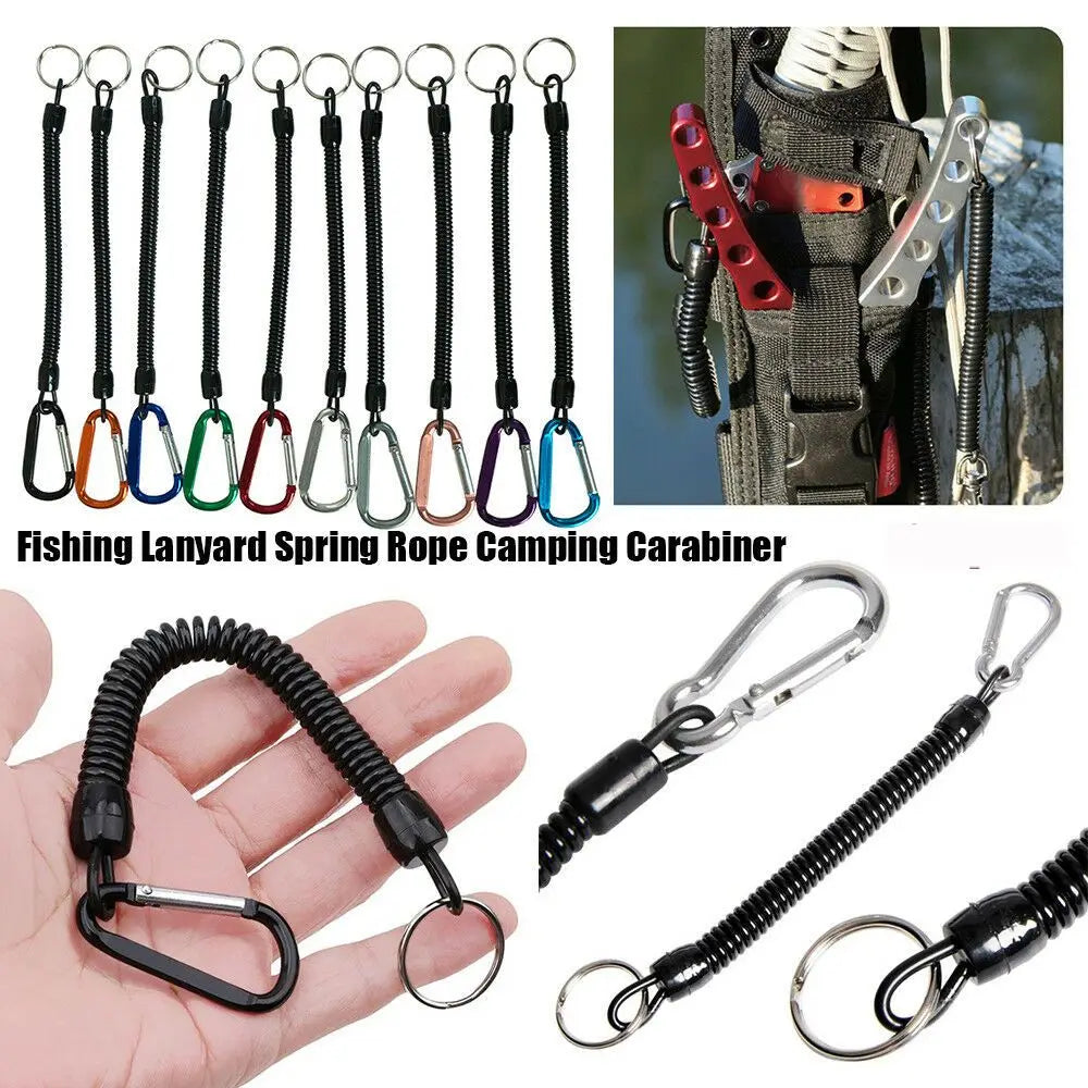 Hiking Accessories Climbing Anti-lost Tools Keyring Tackle Retractable Lanyards Fishing String Spring Rope Carabiner