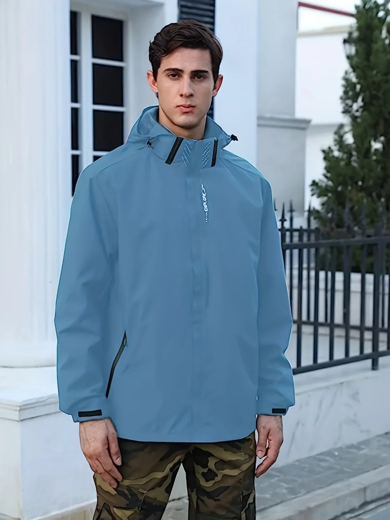 New Men's Lightweight Waterproof Rain Jacket Hooded Shell Outdoor Windbreaker for Hiking & Travel Breathable & Packable Coat Men