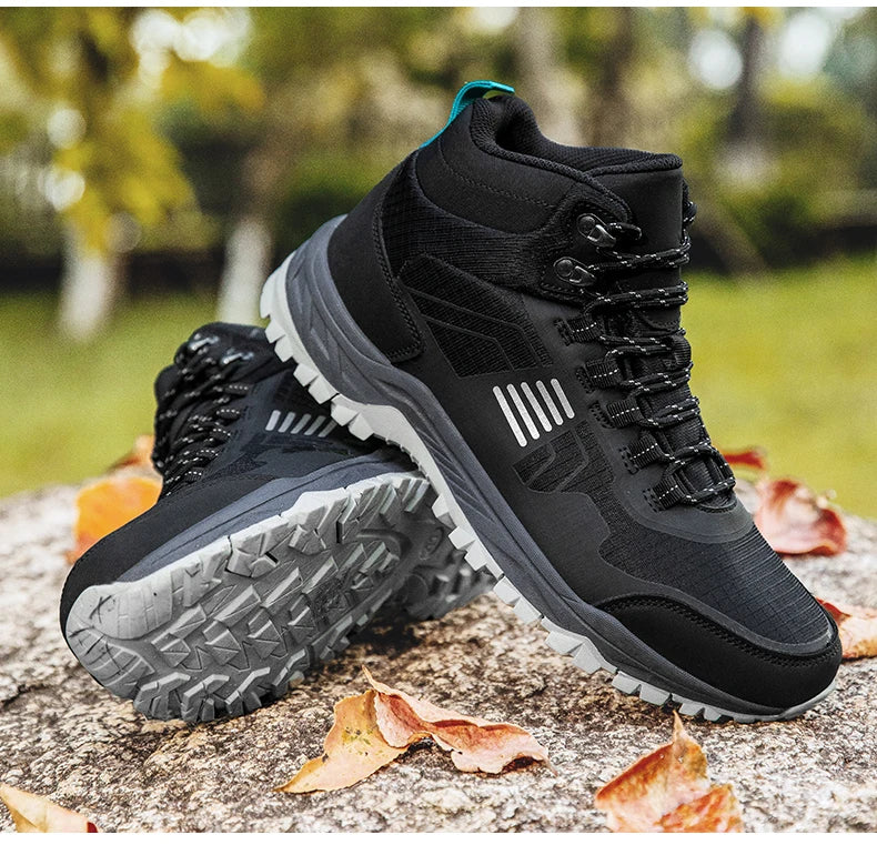 Hiking Shoes Men Outdoor Anti-slip Lace-up High-top Women Shoes Flat Breathable Shock-absorbing Casual Sports Shoes Men