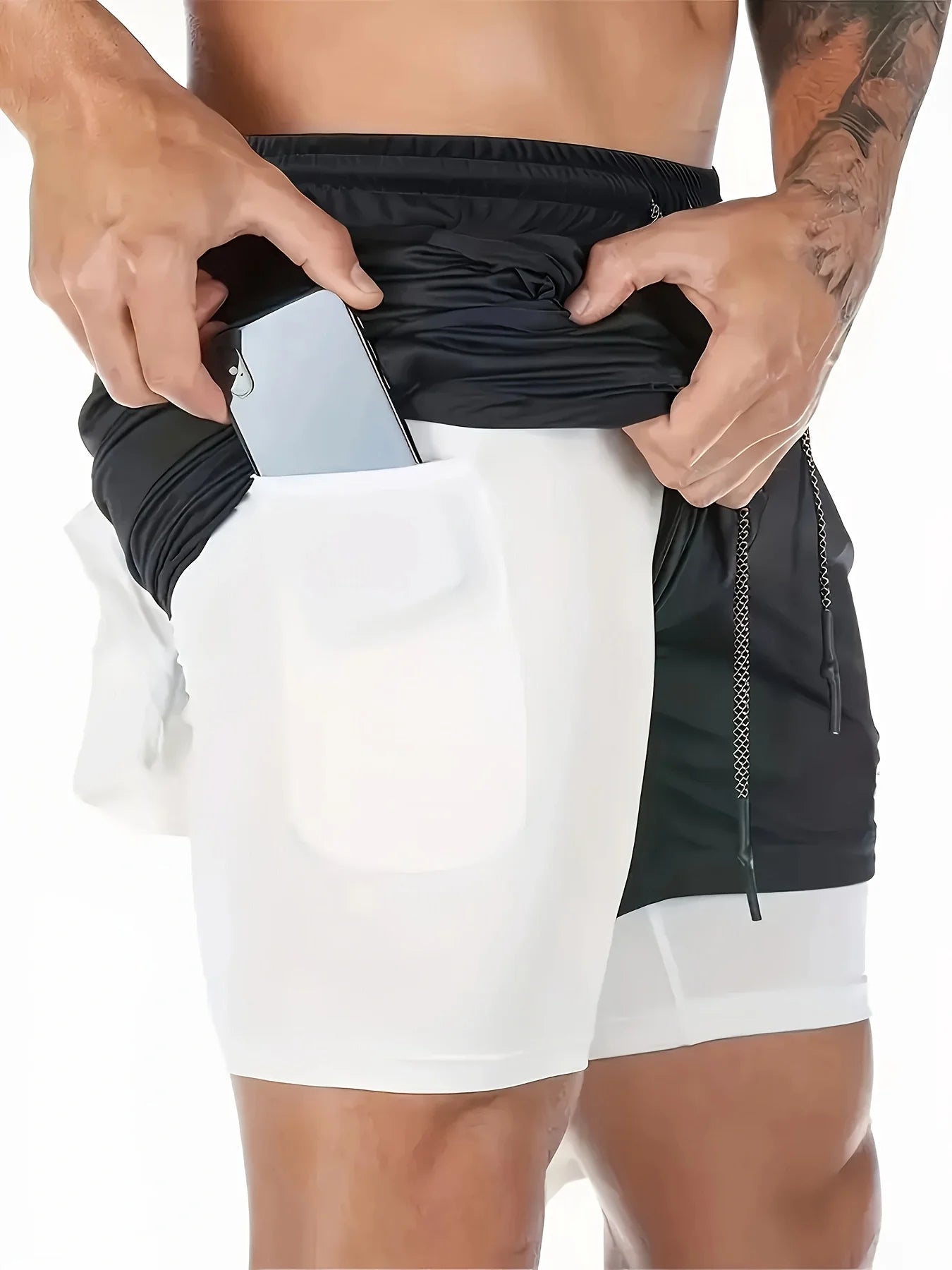 Men's Quick-Dry Training Shorts with Elastic Waistband and Drawstring Breathable Moisture-Wicking Athletic Shorts