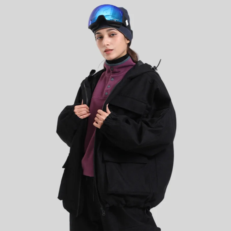 GSOU SNOW New Ski Jacket Loose Warm Windproof Snow Garment Waterproof Wear Resistant Skiing Clothing Winter Outdoor Sports Tops