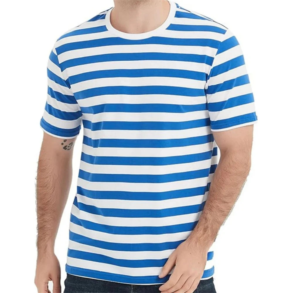 T Shirt for Man Simple Pinstripe Graphic Summer Casual 3D Printed Short Sleeve T-Shirts Fashion Streetwear Oversized Tees Tops