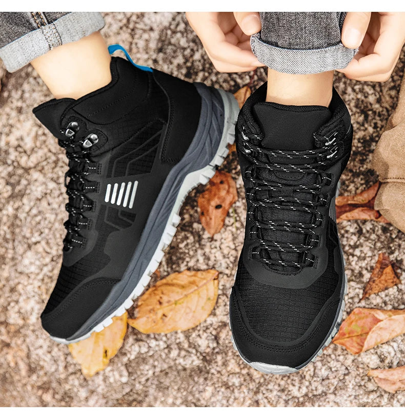 Hiking Shoes Men Outdoor Anti-slip Lace-up High-top Women Shoes Flat Breathable Shock-absorbing Casual Sports Shoes Men