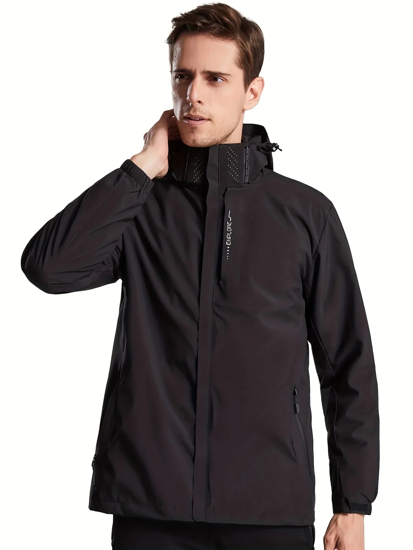New Men's Lightweight Waterproof Rain Jacket Hooded Shell Outdoor Windbreaker for Hiking & Travel Breathable & Packable Coat Men