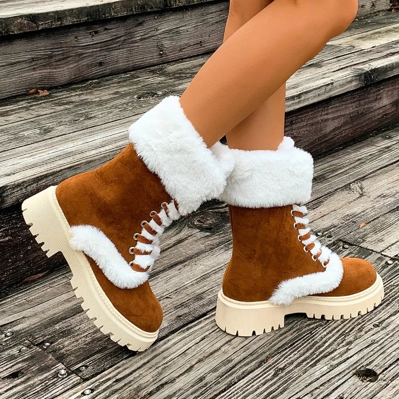 Snow boots: New winter collection chunky-heeled ankle boots – warm, slip-resistant outdoor cotton footwear