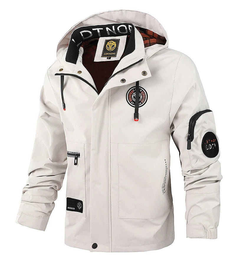 Men Lightweight Jackets Multi-Pockets Mesh Lined Outdoor Men Tactical Windproof Waterproof Jacket Mens Hooded Bomber Coats
