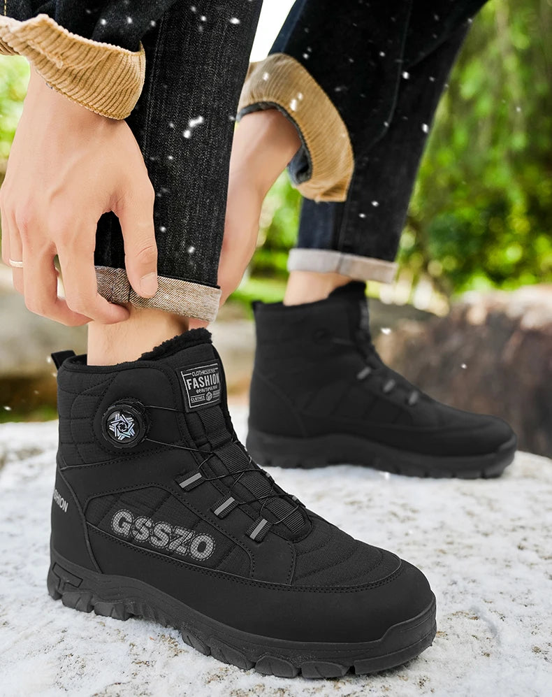 Snow Boots for Men Casual Winter Shoes Waterproof Platform Non-slip Warm Fur Ankle Boots Plush Combat Outdoor Hiking Boots