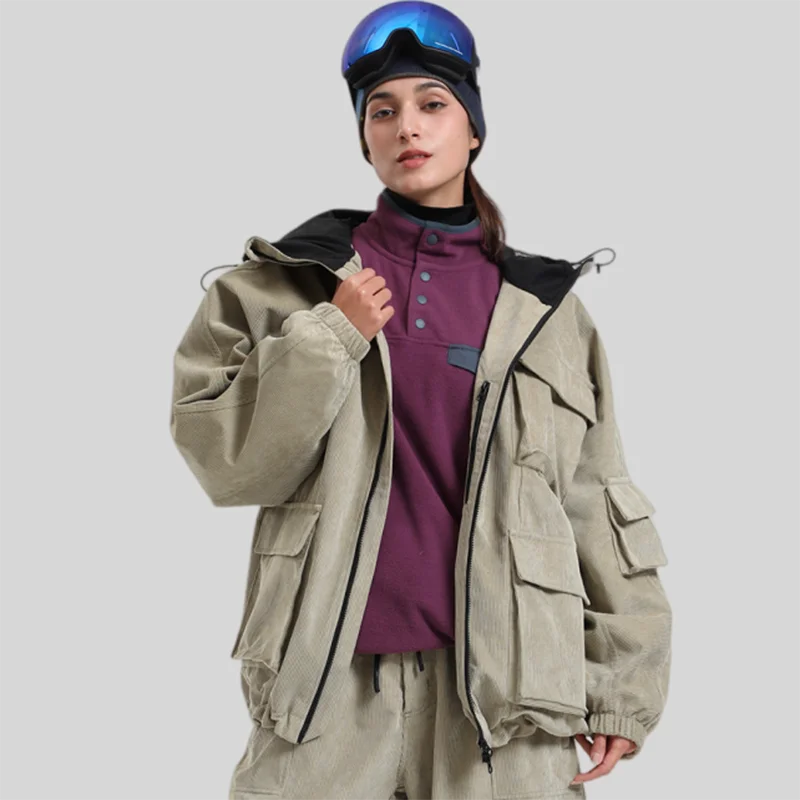GSOU SNOW New Ski Jacket Loose Warm Windproof Snow Garment Waterproof Wear Resistant Skiing Clothing Winter Outdoor Sports Tops