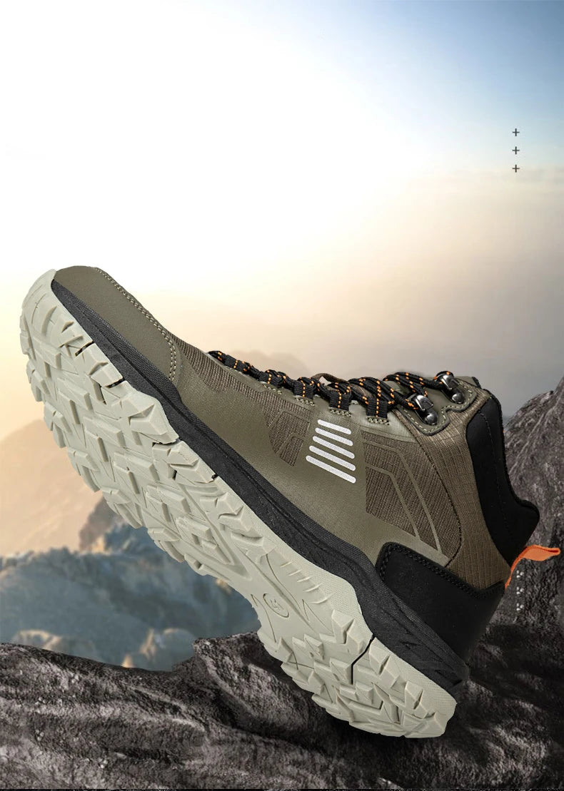 Hiking Shoes Men Outdoor Anti-slip Lace-up High-top Women Shoes Flat Breathable Shock-absorbing Casual Sports Shoes Men