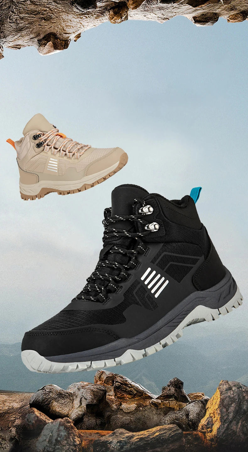 Hiking Shoes Men Outdoor Anti-slip Lace-up High-top Women Shoes Flat Breathable Shock-absorbing Casual Sports Shoes Men