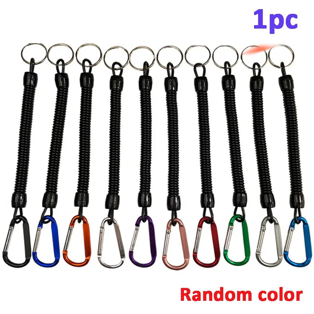 Hiking Accessories Climbing Anti-lost Tools Keyring Tackle Retractable Lanyards Fishing String Spring Rope Carabiner