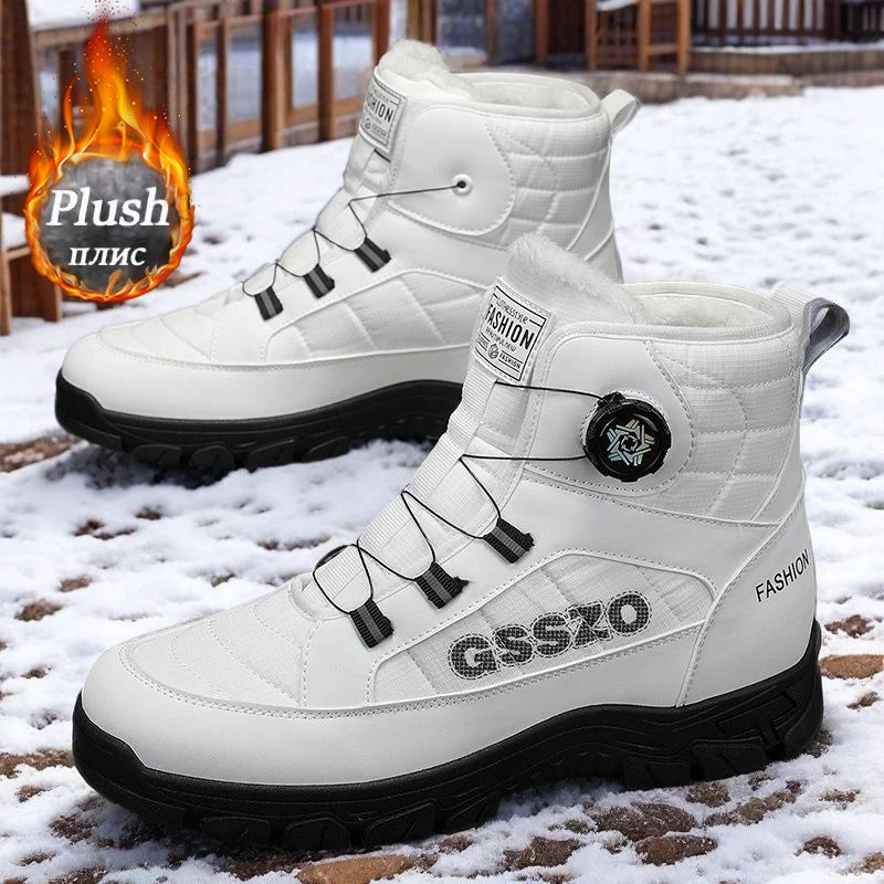 Snow Boots for Men Casual Winter Shoes Waterproof Platform Non-slip Warm Fur Ankle Boots Plush Combat Outdoor Hiking Boots