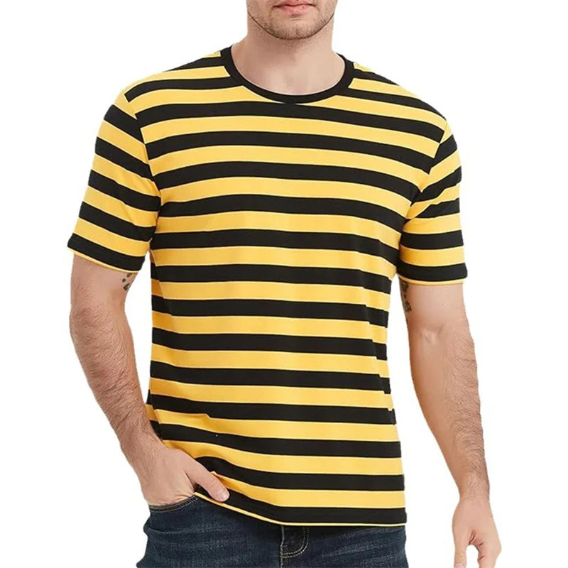 T Shirt for Man Simple Pinstripe Graphic Summer Casual 3D Printed Short Sleeve T-Shirts Fashion Streetwear Oversized Tees Tops