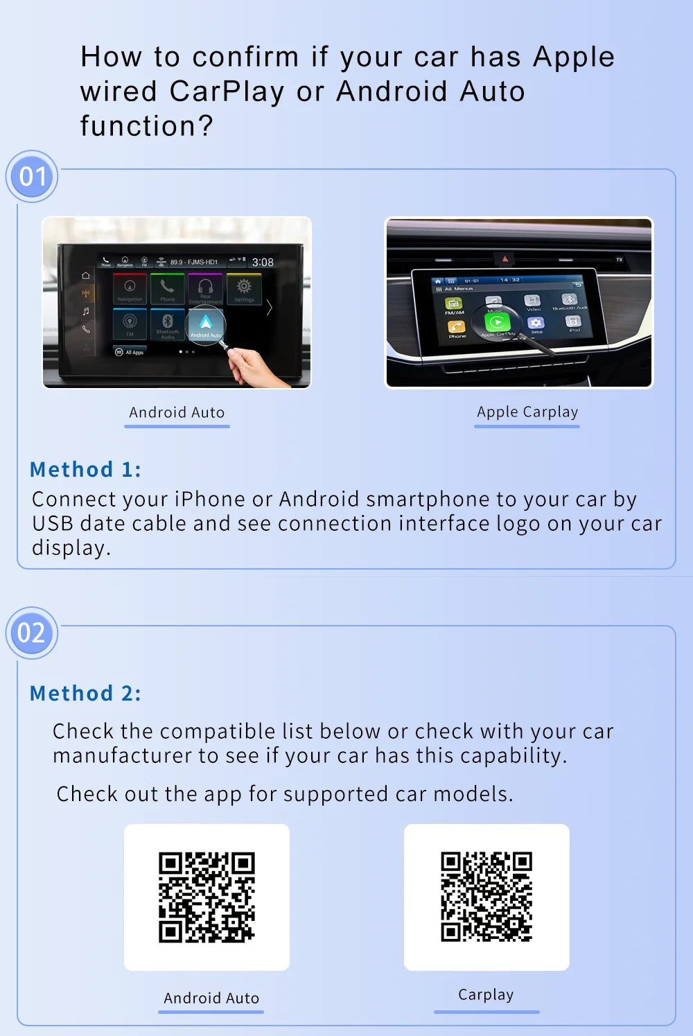 Wired to Wireless CarPlay&Android Auto 2in1 Mini Adapter USB 5GHz WiFi Suitable for 99% of original wired carplay/auto cars